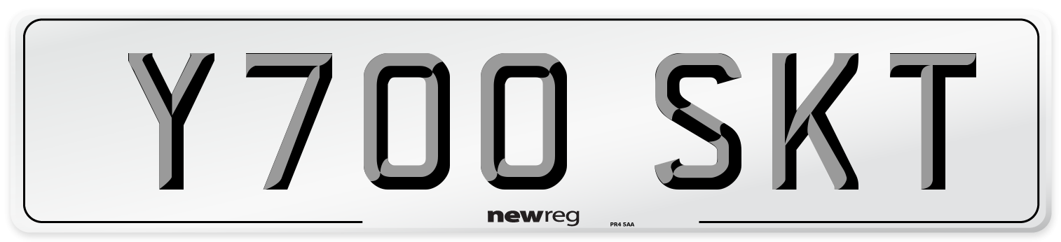 Y700 SKT Number Plate from New Reg